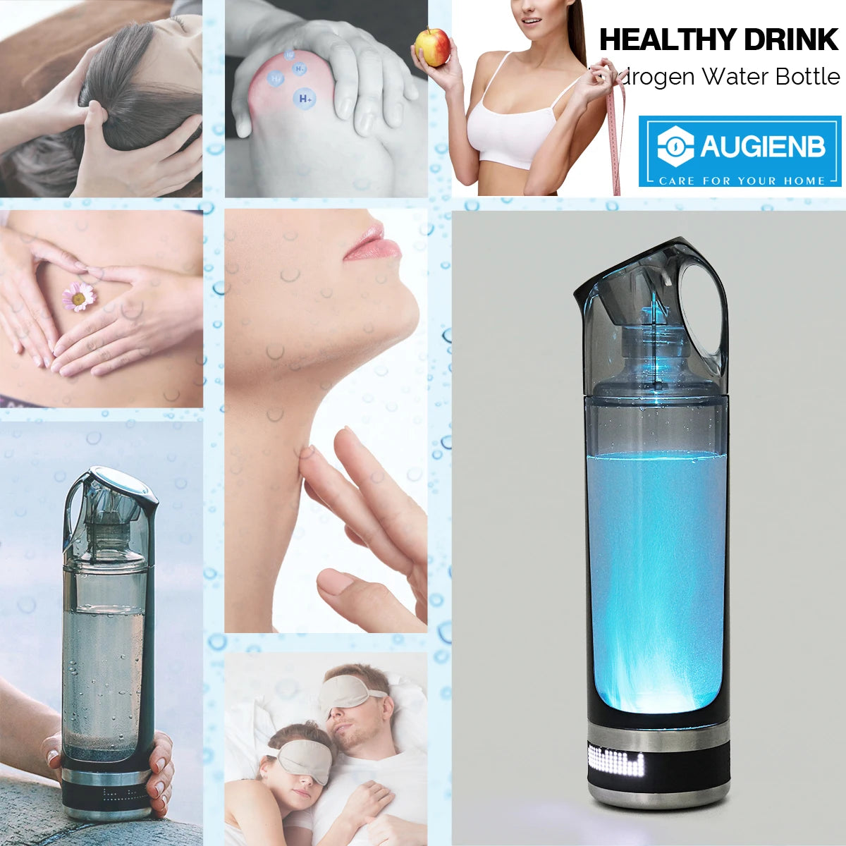 Healthy Anti-aging Hydrogen Rich Water Bottle Generator 500ml Led Display Hydrogen Rich Water Maker Ionizer Bpa-free