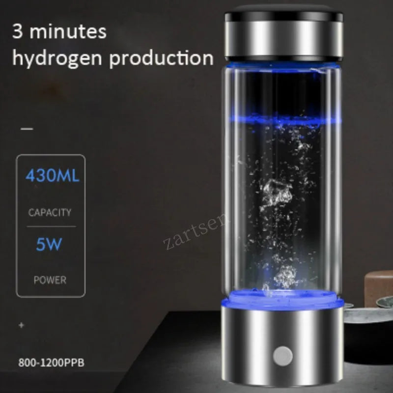 Hydrogen Rich Water Bottle lonizer Alkaline Generator Portable Healthy Cup USB Rechargeable Anti-Aging Hydrogen Water 430ml