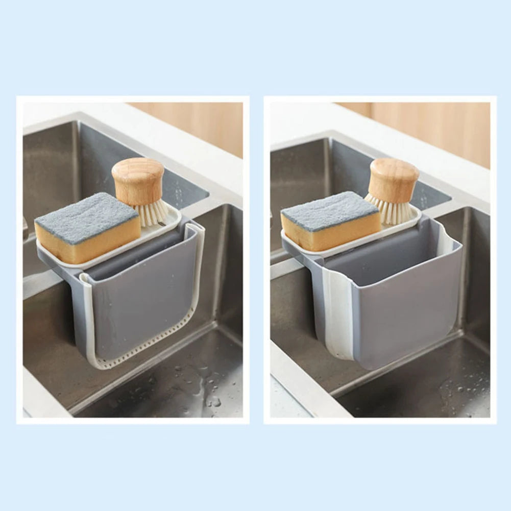 Kitchen Sink Strainer Drain Rack Hanging Foldable Drainer Basket Soap Sponge Holder With Suction Cup