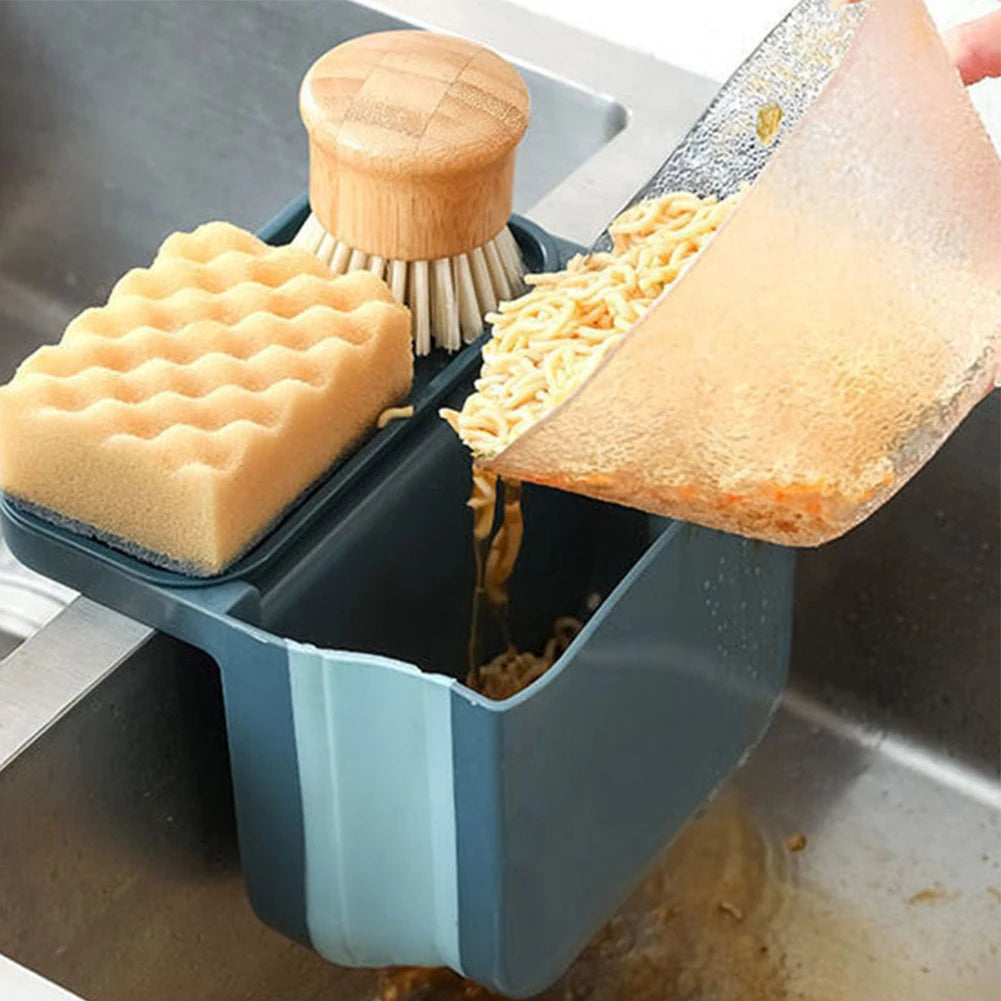 Kitchen Sink Strainer Drain Rack Hanging Foldable Drainer Basket Soap Sponge Holder With Suction Cup