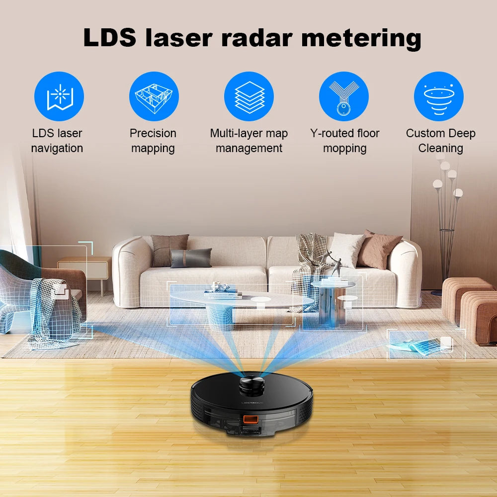Robot Vacuum Cleaner Liectroux X6 Laser Navigation,6500Pa,Multi-Floor Map,Y Shape Wet Mopping,Carpet Boosting