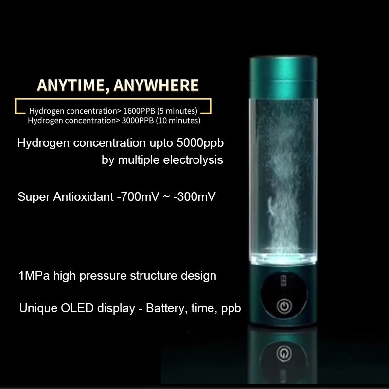NEW 8th Generation Nano Hydrogen Water Generator Bottle DuPont SPE/PEM Water Hydrogenator OLED Display Hydrogen-rich Water Cup