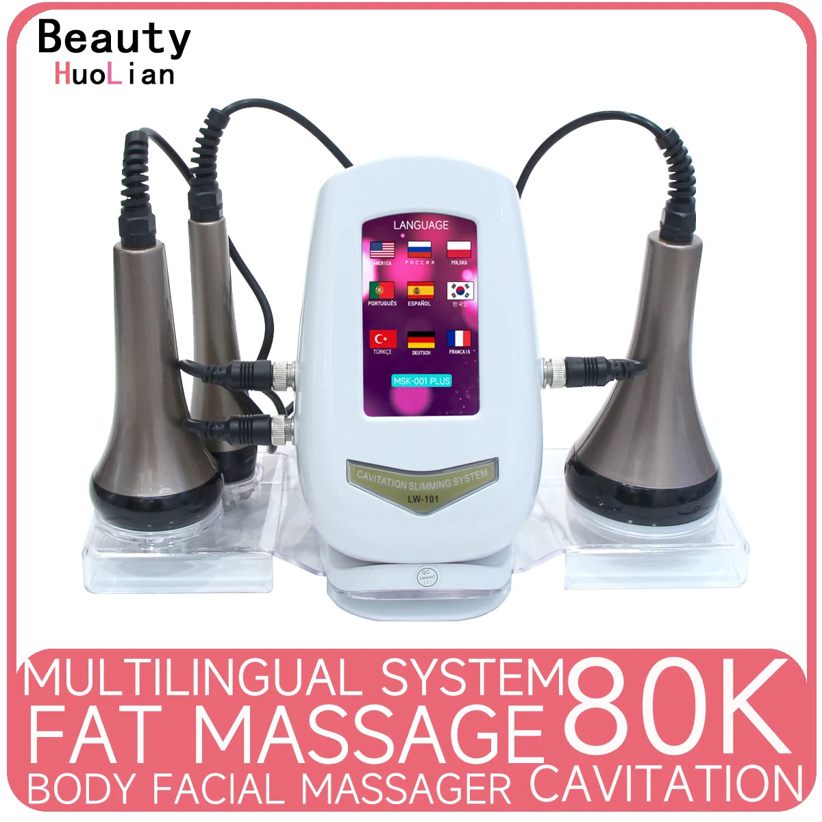 New 3 in 1 80K Cavitation Slimming Machine Ultrasonic Body Shaping Massage RF Facial Skin Tightening Lifting Device with Stand