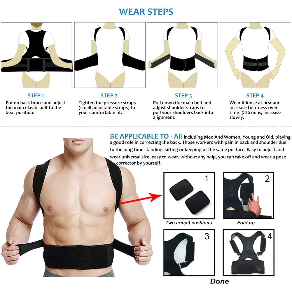 Back Brace for Lower Back Pain Relief Men's and Women's Waist Protection Strap Breathable Adjustable Orthotics Back Posture