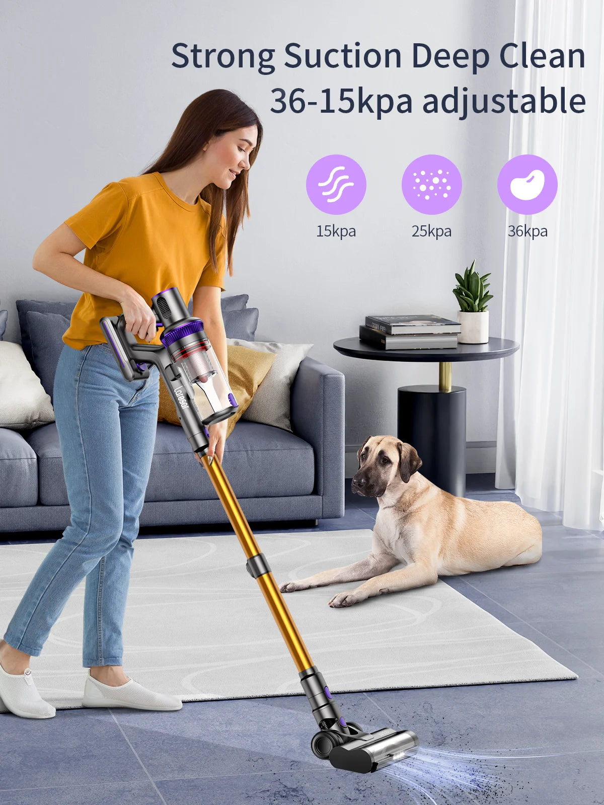 450W 36000Pa Suction Power Cordless Wireless Handheld Vacuum Cleaner Smart Home Appliance 1.5L Dust Cup 55Mins Runtimes
