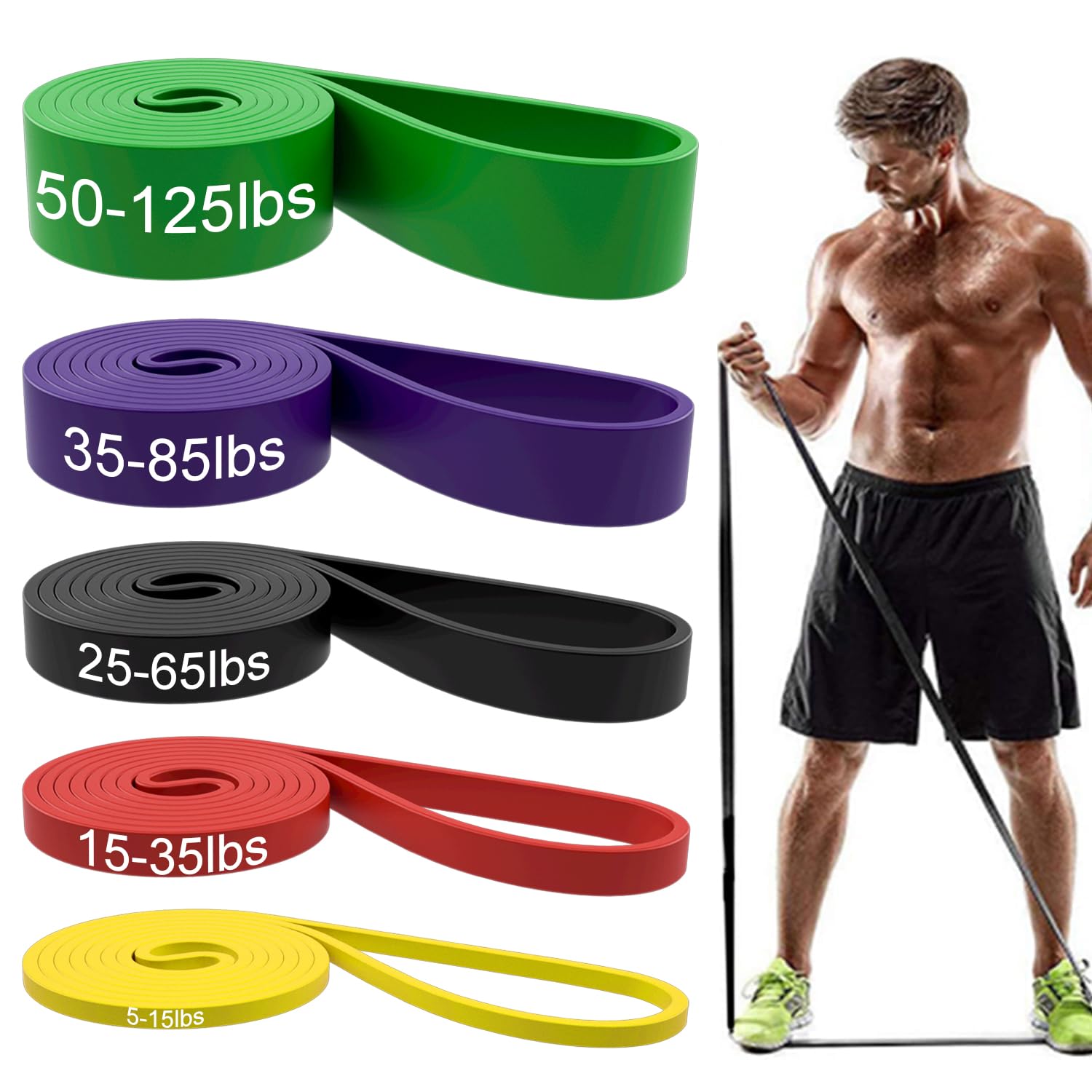 Resistance Bands, Pull Up Assist Bands - Workout Bands, Eexercise Bands, Long Resistance Bands Set for Working Out, Fitness, Training, Physical Therapy for Men Women