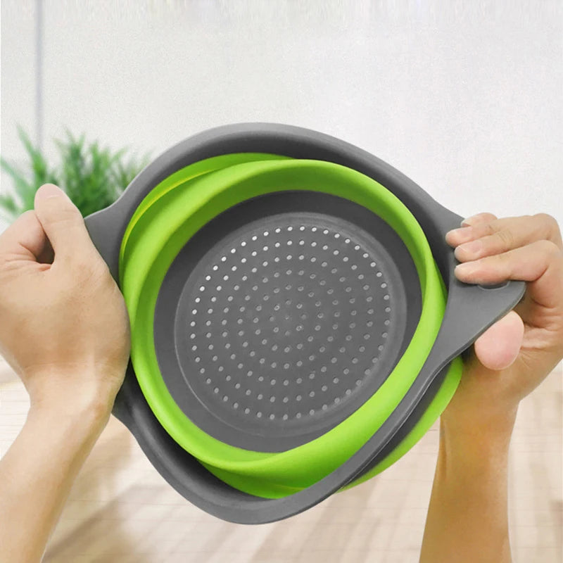 Foldable Drain Basket Silicone Collapsible Colanders Fruit Vegetable Baskets Folding Strainers Creative Gadget Kitchen Organizer