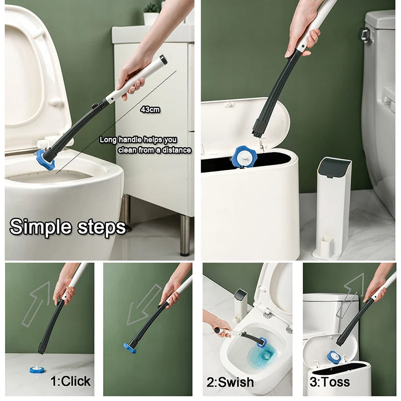 Disposable Toilet Cleaning Brush Set - Deep Cleaning Wand for Bathroom & Kitchen