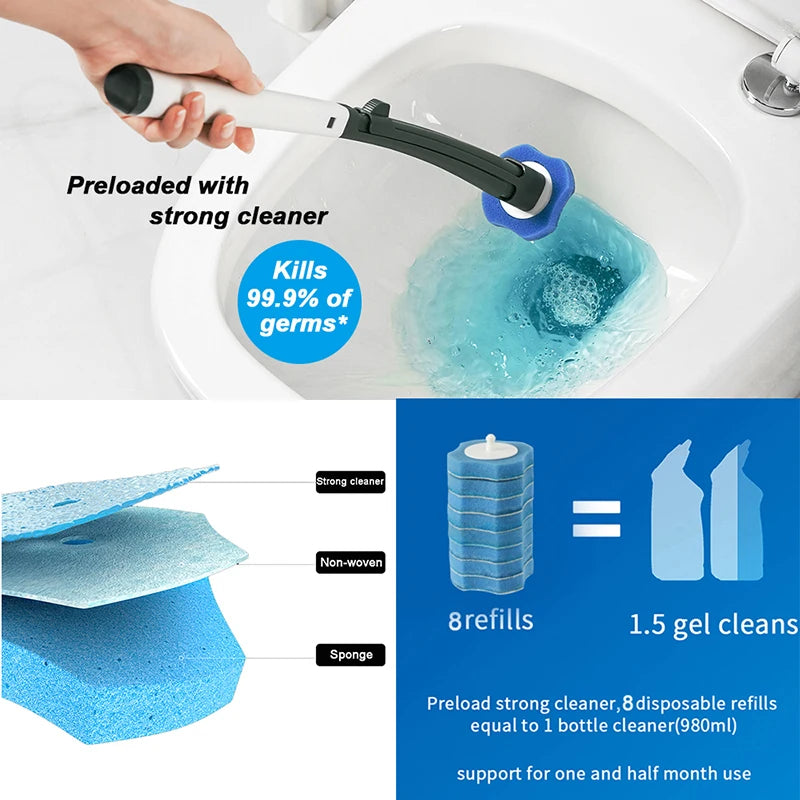 Disposable Toilet Cleaning Brush Set - Deep Cleaning Wand for Bathroom & Kitchen