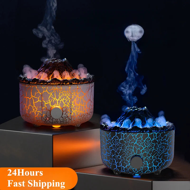 Volcano Air Humidifier - 560ML Essential Oil Diffuser with Night Light for Bedroom & Office