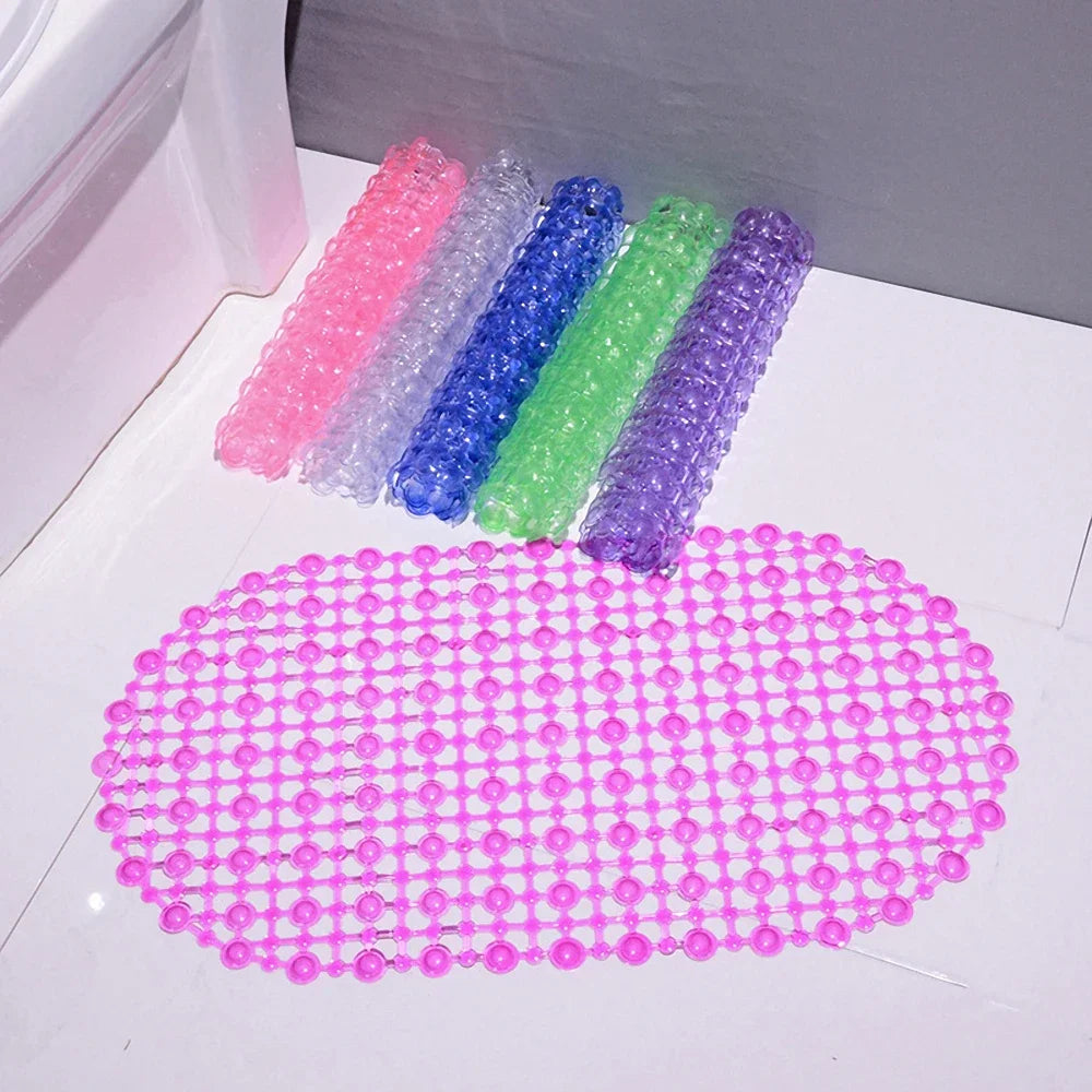 Large PVC Rectangle Anti-Skid Bath Mat - Soft Shower Mat with Suction Cups