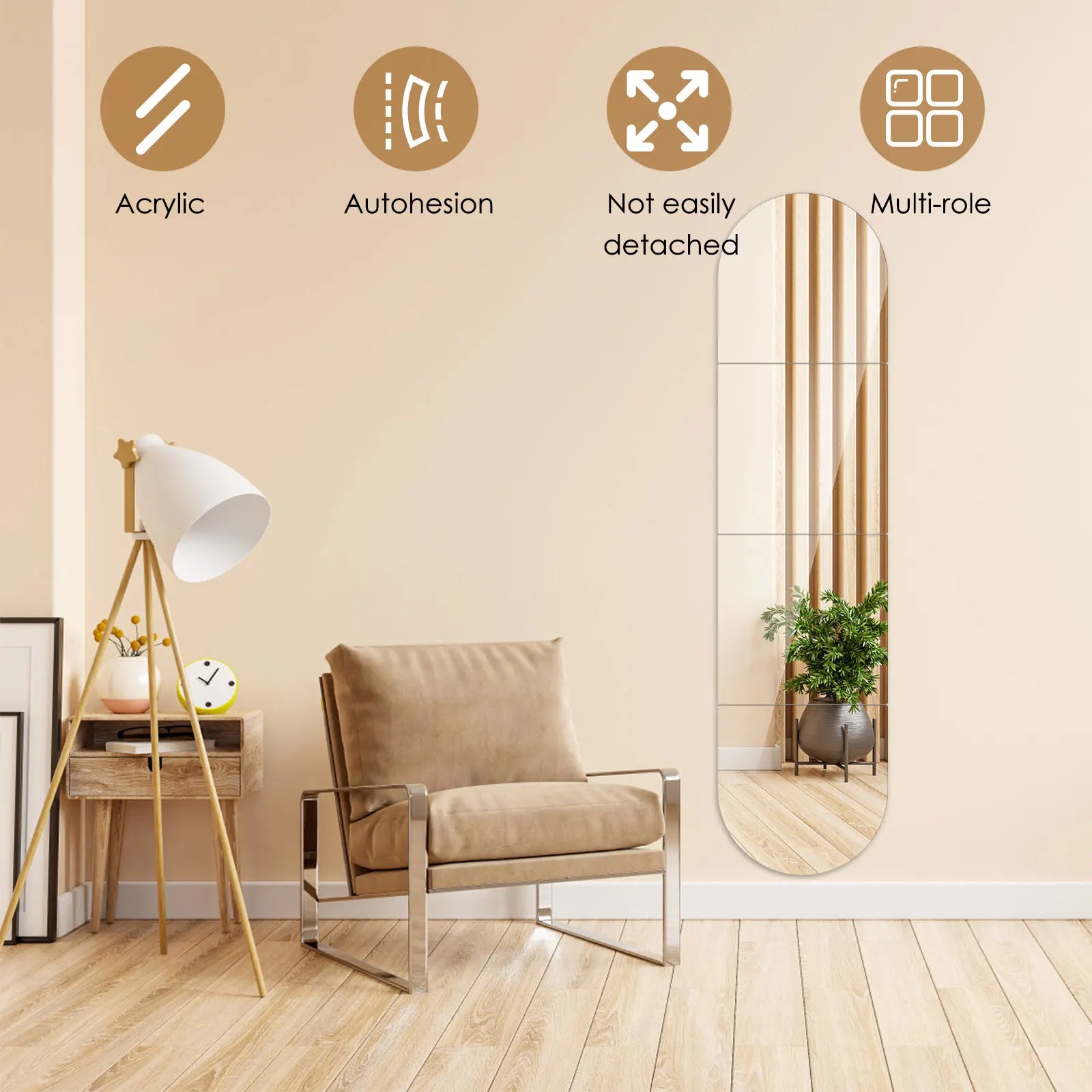 Self-Adhesive Acrylic Mirror Set 4pcs