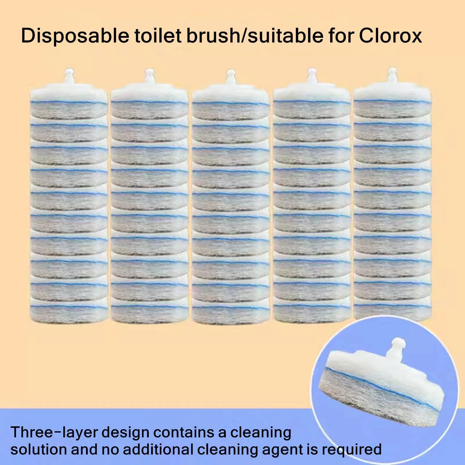 Toiletwand Disinfecting Brush Refills Toilet Bowl Cleaner 10pcs Disposable Toilet Brush Double Layer Fibre Toilet Brush Cleaning