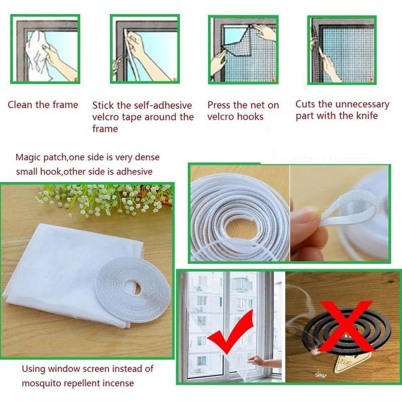 Easy-Fit Mosquito Window Net: Insect Mesh Screen for Home Protection