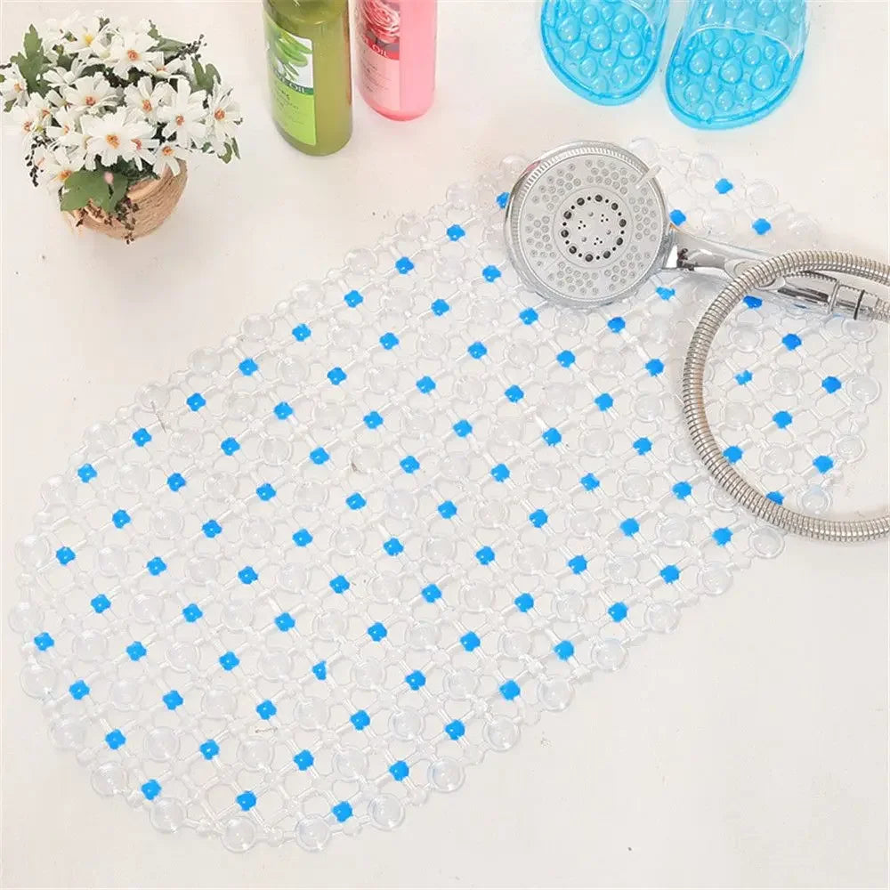 Large PVC Rectangle Anti-Skid Bath Mat - Soft Shower Mat with Suction Cups