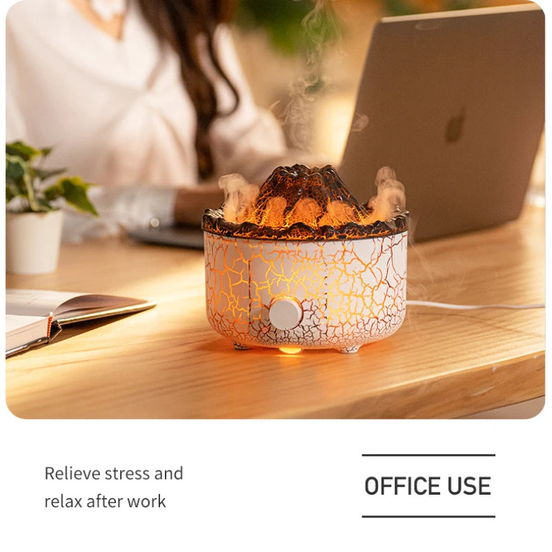 Volcano Air Humidifier - 560ML Essential Oil Diffuser with Night Light for Bedroom & Office